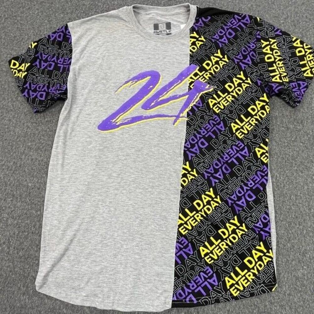 OG Hustle T-Shirt Mens Size 2XL Short Sleeve Gray "24 - All Day Every Day" New
